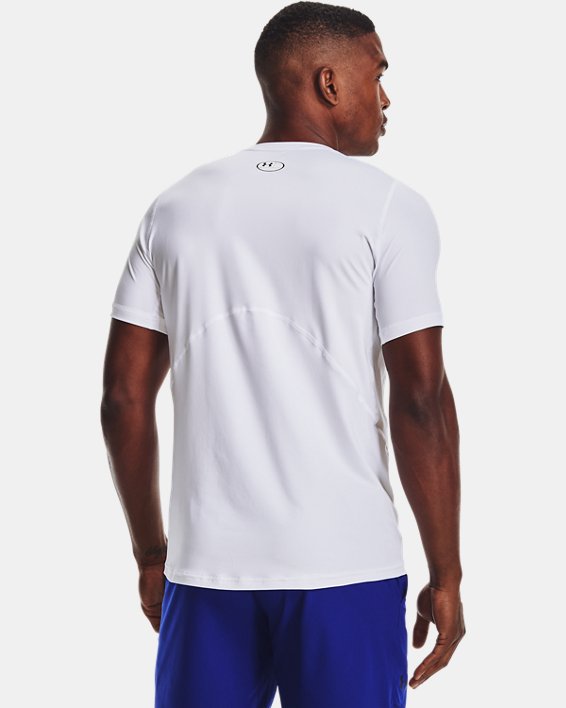 Men's HeatGear® Fitted Short Sleeve, White, pdpMainDesktop image number 1